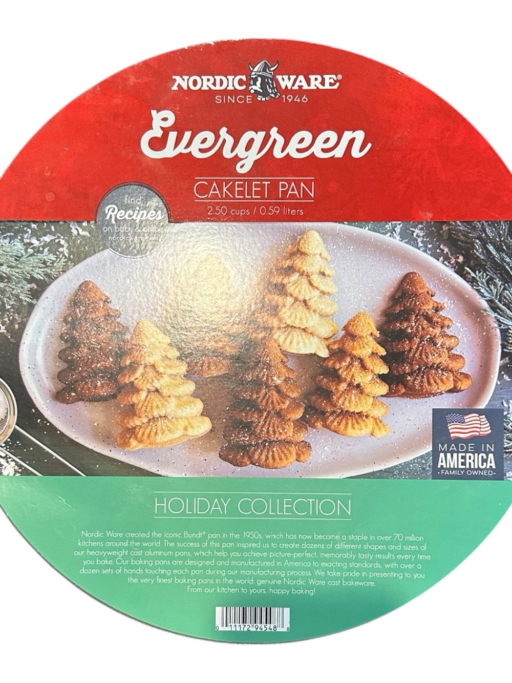 Nordic Ware Evergreen Cakelet Pan Red Green
